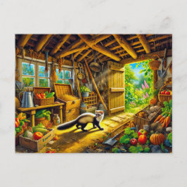 マーテンが古い小屋を探検 ポストカード