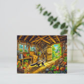 マーテンが古い小屋を探検 ポストカード (スタンド正面)