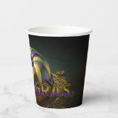 マーディグラスキングケーキと王冠 紙コップ (裏面)