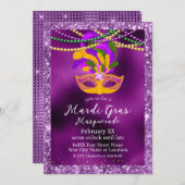 マーディグラスマスカレードパーティーオンパープル 招待状 (正面/裏面)