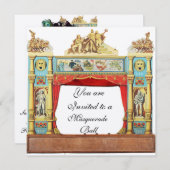 マーディグラスマスカレードボールシアターマスクシルバー 招待状 (正面/裏面)