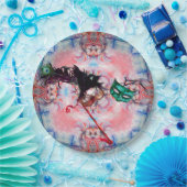 マーディグラスマスカレードボールマスクブルーピンクパープル ペーパープレート (パーティー)