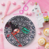 マーディグラスマスカレードボールマスクブルーピンクパープル ペーパープレート (パーティー)