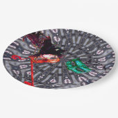 マーディグラスマスカレードボールマスクブルーピンクパープル ペーパープレート (アングル)