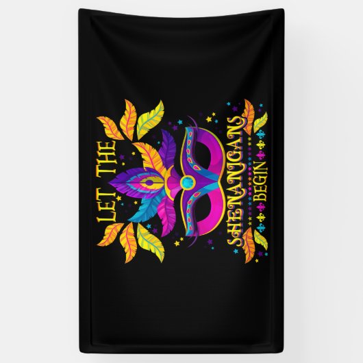 マーディ・グラの衣装シーナニガンがマスクを始める 横断幕 (縦)