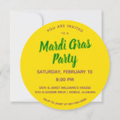 マーディ・グラスのグリーンイエロー パープル パターン マンダラ 招待状 (裏面)
