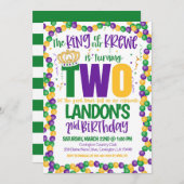 マーディ・グラスの王様の2歳の誕生日招待状 招待状 (正面/裏面)