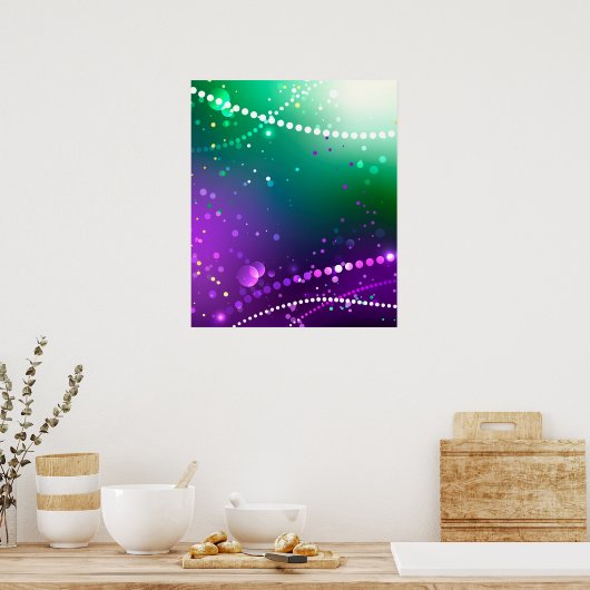 マーディ・グラスの祭典的な紫色の背景 ポスター (キッチン)