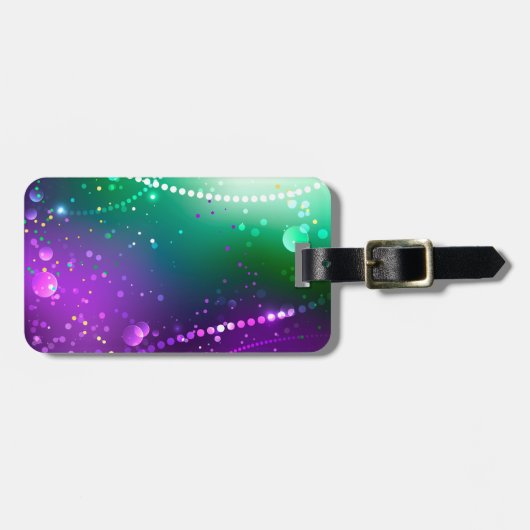 マーディ・グラスの祭典的な紫色の背景 ラゲッジタグ (正面横)