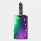 マーディ・グラスの祭典的な紫色の背景 ラゲッジタグ (裏面縦)