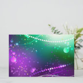 マーディ・グラスの祭典的な紫色の背景 便箋 (スタンド正面)