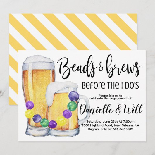 マーディ・グラス婚約のお知らせ 招待状 (正面/裏面)