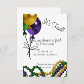 マーディ・グラス風船 離婚パーティー招待状 招待状 (正面/裏面)