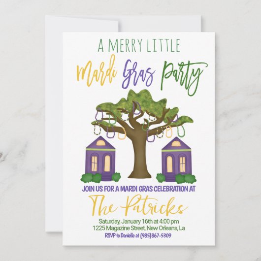 マーディ・グラス お祝いの招待状 招待状 (正面)