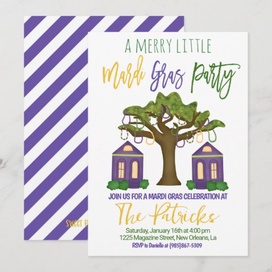 マーディ・グラス お祭りへの招待 招待状 (正面/裏面)
