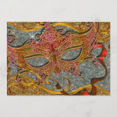 マーディ・グラス ご招待,仮面舞踏会 ご招待, ゴールド 招待状 (裏面)