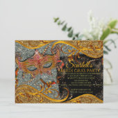 マーディ・グラス ご招待,仮面舞踏会 ご招待, ゴールド 招待状 (スタンド正面)