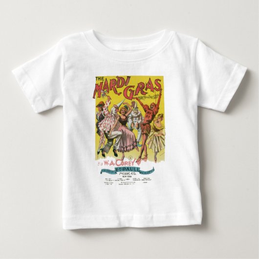 マーディ・グラス アンティーク イエローポスター ベビーTシャツ (正面)