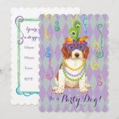 マーディ・グラス ウェルシュ・スプリンガー・スパニエル 招待状 (正面/裏面)