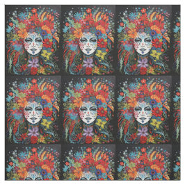 マーディ・グラス・ウーマンとヘアドレカラフル ファブリック