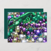 マーディ・グラス カニのカスタムパーティーカード招待状 招待状 (正面/裏面)