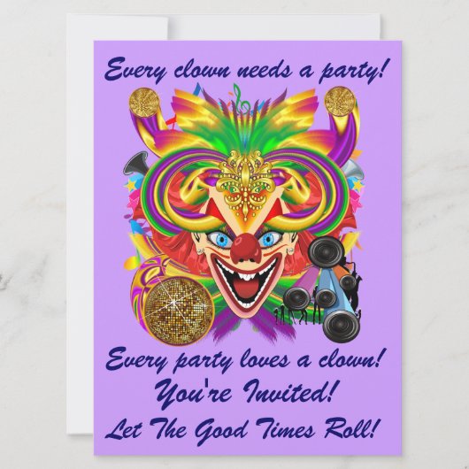 マーディ・グラス カーニバル イベント  ノートを参照してください 招待状 (正面)