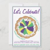 マーディ・グラス カーニバル パーティー キングケーキをお祝いしよう 招待状 (正面)