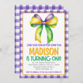 マーディ・グラス・クルー・コケットの最初の誕生日 招待状 (正面/裏面)