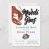 マーディ・グラス・グリッター・リップス・クローフィッシュ・ボイル・招待状 招待状 (正面)