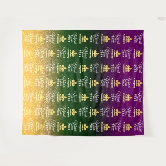 マーディ・グラス | ステップアンドリピート フォトバックドロップ タペストリー (正面(横))