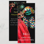 マーディ・グラス ハルレクイン 仮面パーティー 招待状 (正面/裏面)