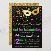 マーディ・グラス・バチェロレッテ・パーティーの招待状 招待状 (正面/裏面)