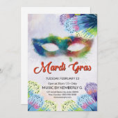 マーディ・グラス・パーティーの招待状 招待状 (正面/裏面)