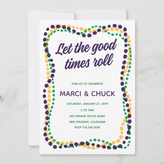 マーディ・グラス・パーティーの招待状 招待状 (正面)