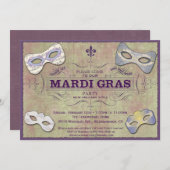 マーディ・グラス・パーティーの招待状 招待状 (正面/裏面)