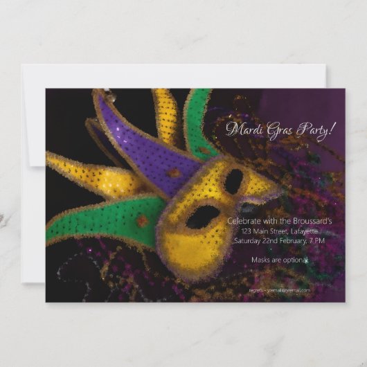 マーディ・グラス・パーティーの招待状 招待状 (正面)