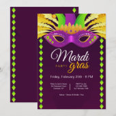 マーディ・グラス パーティー招待状 招待状 (正面/裏面)