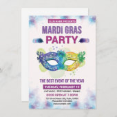 マーディ・グラス パーティー招待状 招待状 (正面/裏面)