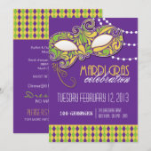 マーディ・グラス パーティー招待状 招待状 (正面/裏面)