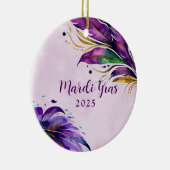 マーディ・グラス フェザー 日付入り セラミックオーナメント (右)