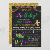 マーディ・グラス ベイビー シャワー パーティー 招待状 (正面/裏面)