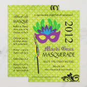 マーディ・グラス・マスカレード招待状 招待状 (正面/裏面)