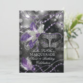 マーディ・グラス・マスカレード・バースデー・パーティー招待状 招待状 (スタンド正面)