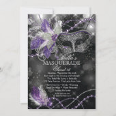 マーディ・グラス・マスカレード・バースデー・パーティー招待状 招待状 (裏面)