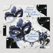 マーディ・グラス・マスカレード・パーティーの招待状 招待状 (正面/裏面)