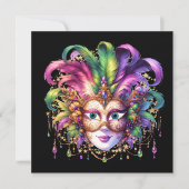 マーディ・グラス・マスカレード・パーティー招待状 招待状 (正面)