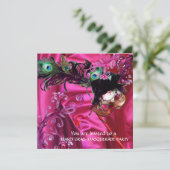 マーディ・グラス・マスカレード・パーティー、フクシアシルクの布 招待状 (スタンド正面)