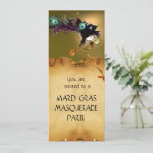 マーディ・グラス・マスカレード・パーティー、黄色オレンジ 招待状 (スタンド正面)