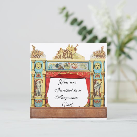 マーディ・グラス・マスカレード・ボール・シアター・マスク シルバー 招待状 (スタンド正面)