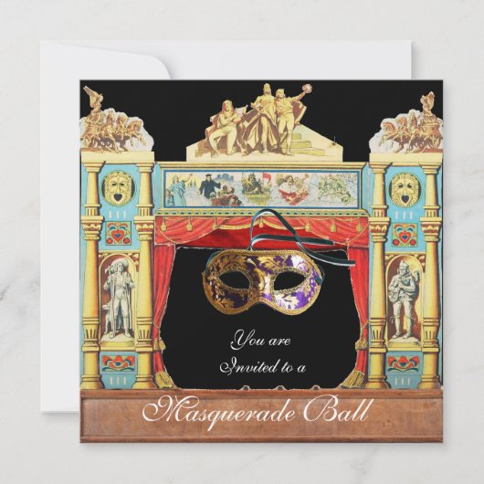 マーディ・グラス・マスカレード・ボール・マスク・シアター・ステージ 招待状 (正面)